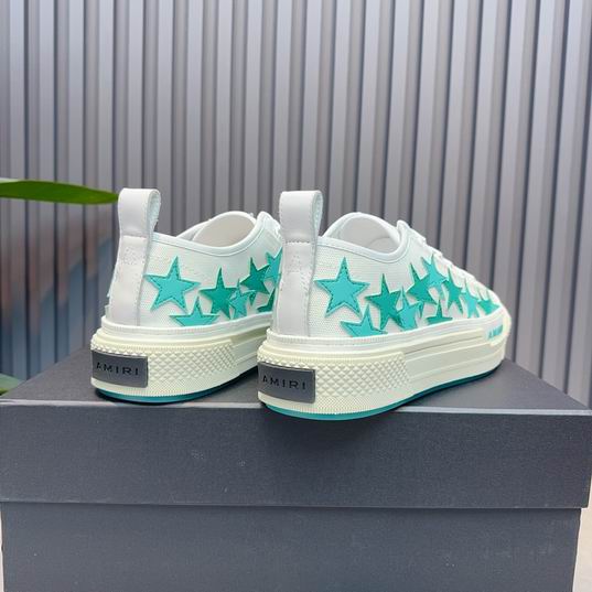AMIRI White & Turquoise Star Low-Top Sneakers