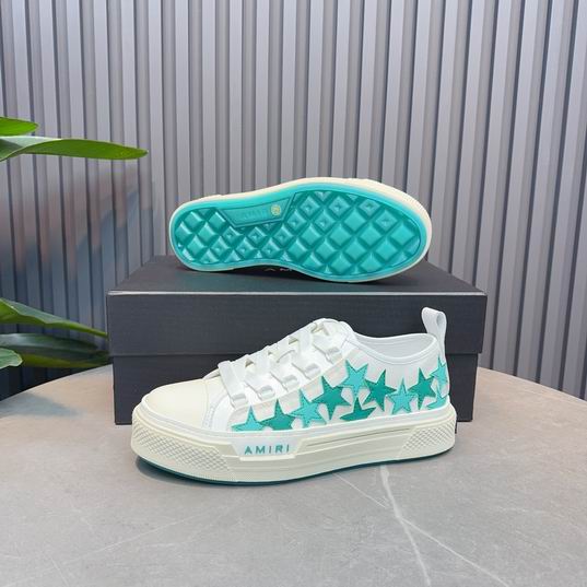 AMIRI White & Turquoise Star Low-Top Sneakers