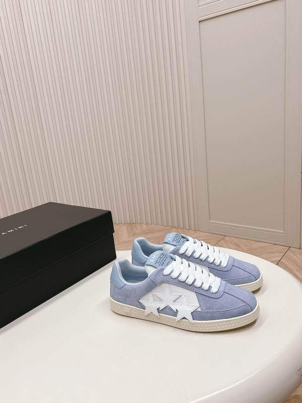 AMIRI Light Blue Low-Top Sneakers with White Star Panels