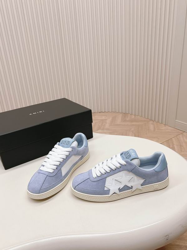AMIRI Light Blue Low-Top Sneakers with White Star Panels