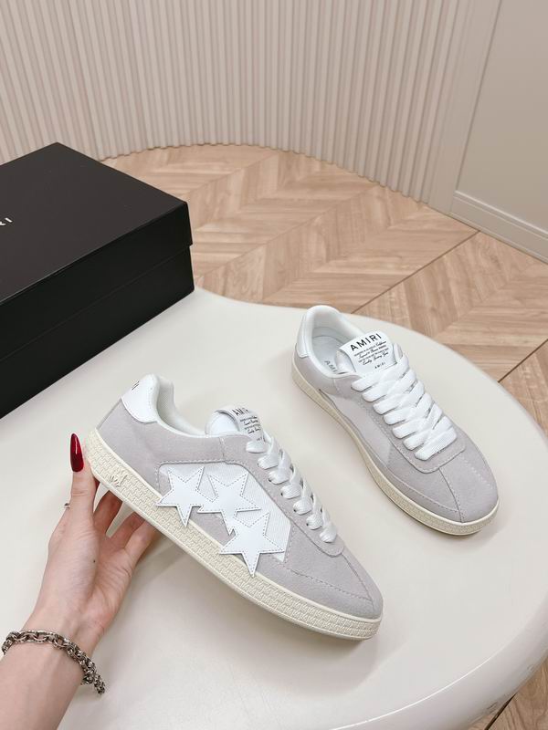 AMIRI Light Grey Low-Top Sneakers with White Star Panels