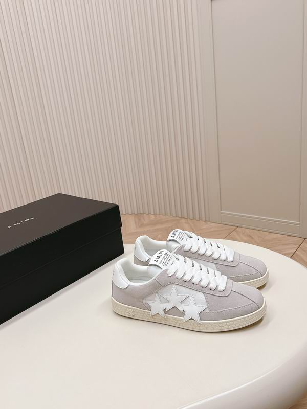 AMIRI Light Grey Low-Top Sneakers with White Star Panels
