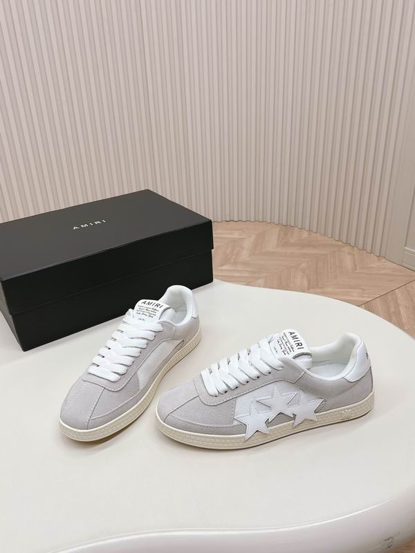 AMIRI Light Grey Low-Top Sneakers with White Star Panels