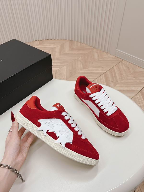 AMIRI Red Low-Top Sneakers with White Star Panels