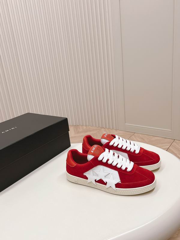AMIRI Red Low-Top Sneakers with White Star Panels