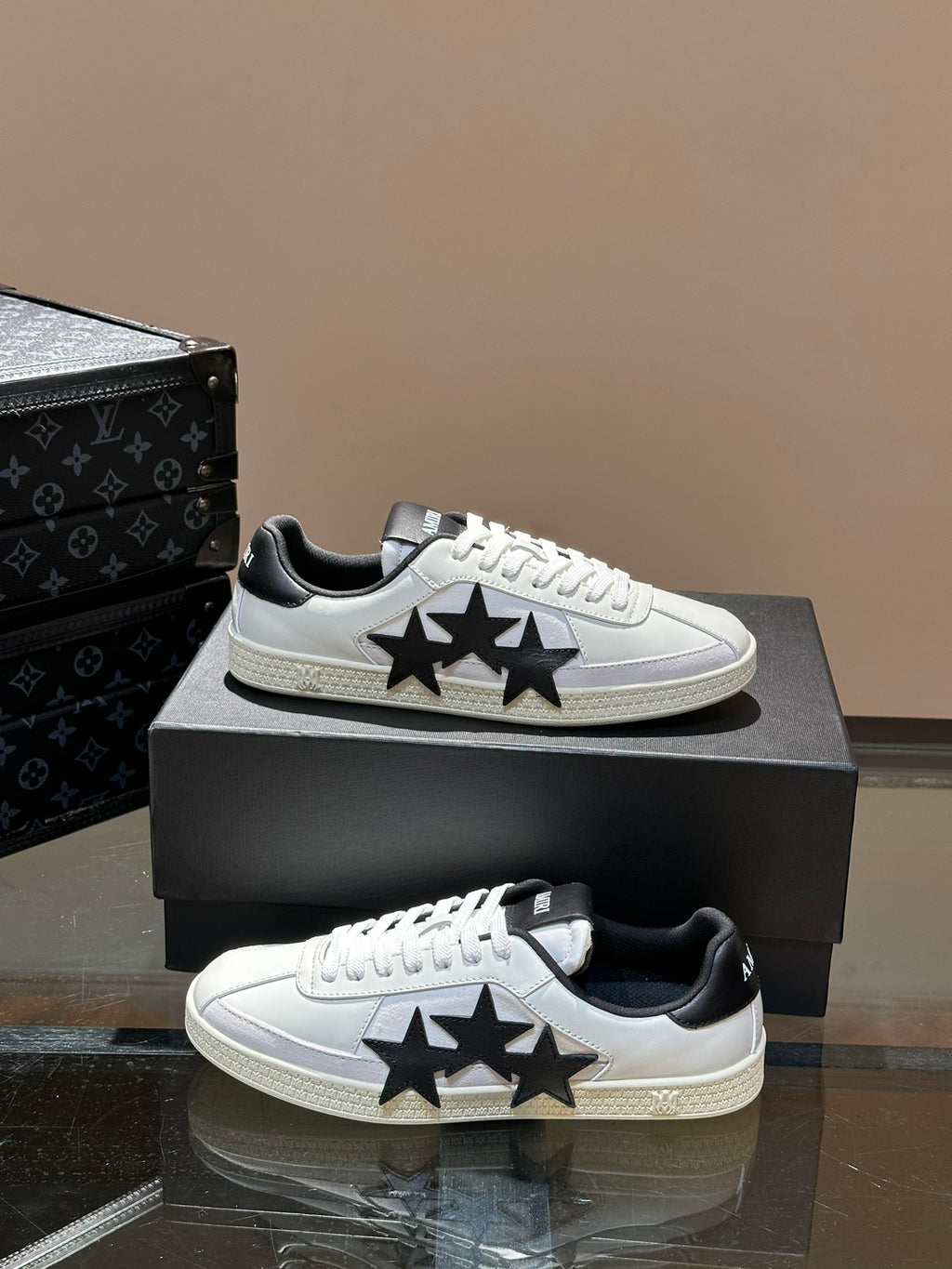 AMIRI White Low-Top Sneakers with Black Star Details