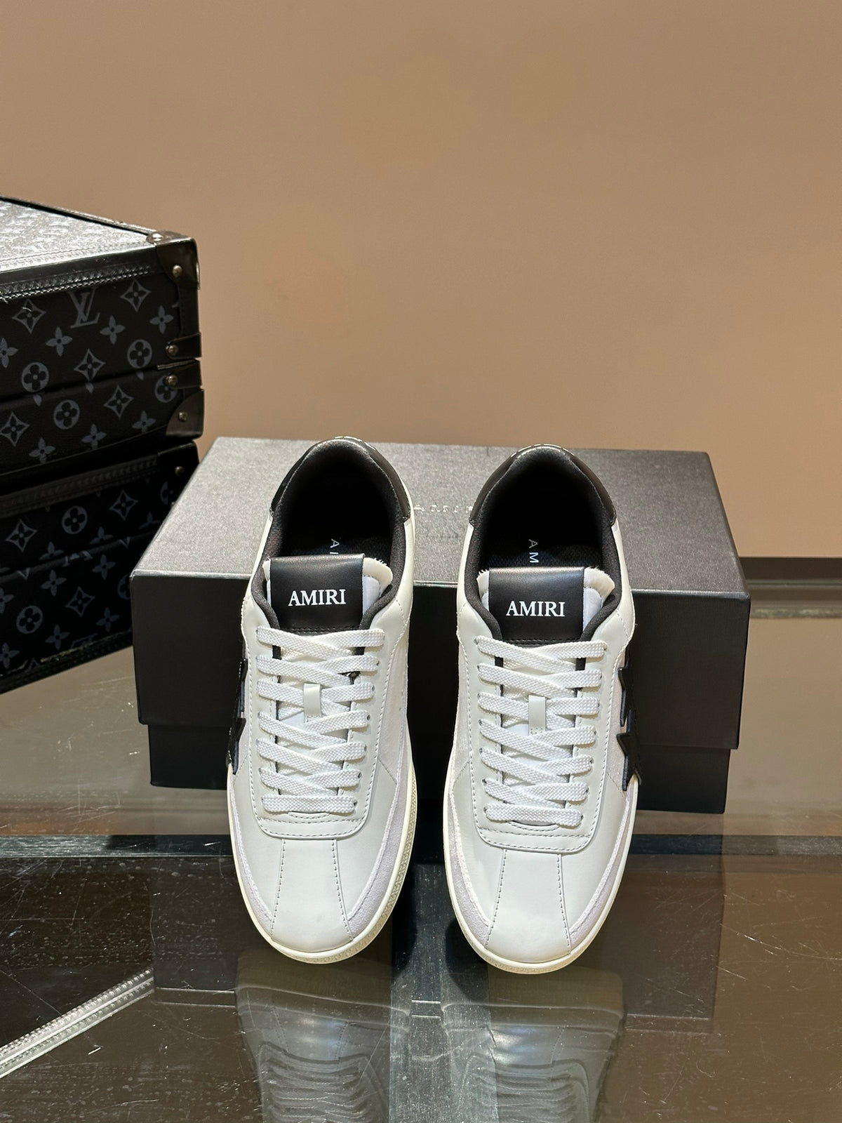 AMIRI White Low-Top Sneakers with Black Star Details
