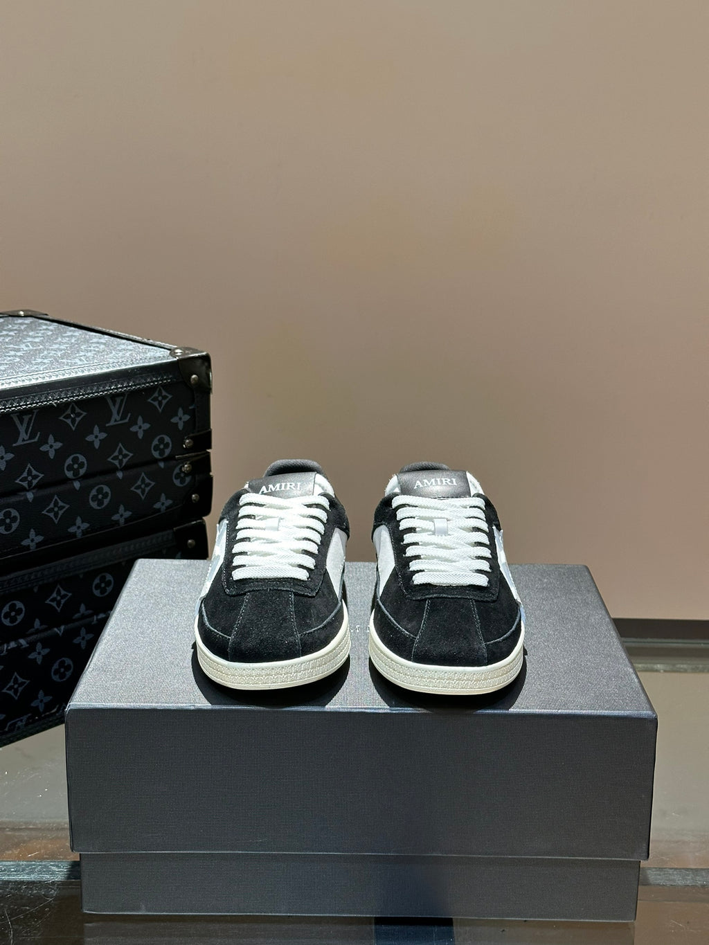 AMIRI Black Low-Top Sneakers with Light Grey Star Details