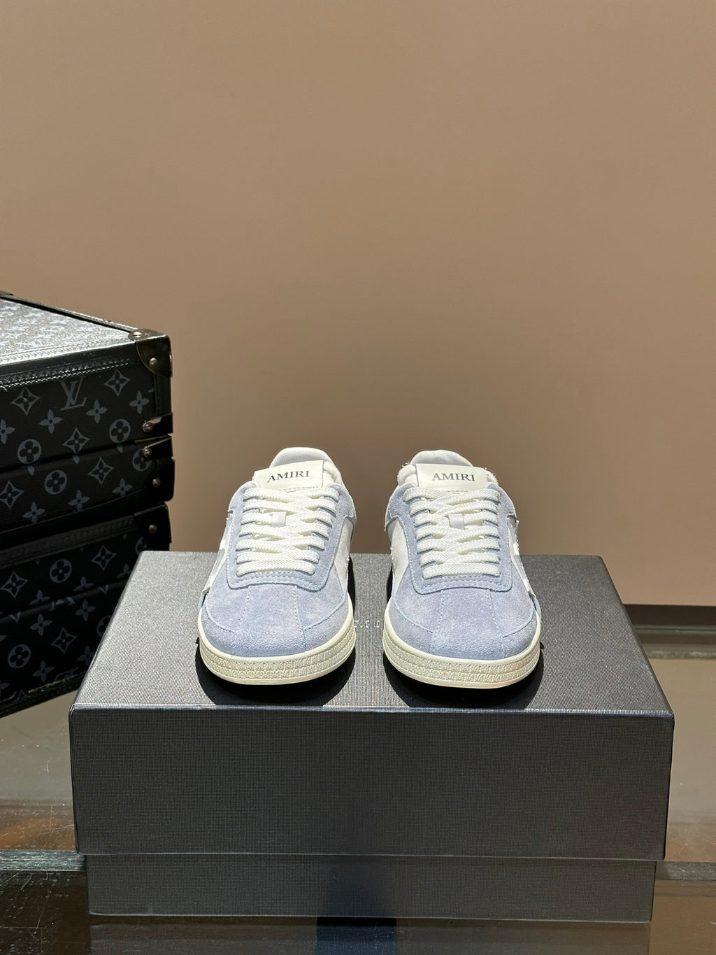 AMIRI Light Blue Low-Top Sneakers with Grey Star Details