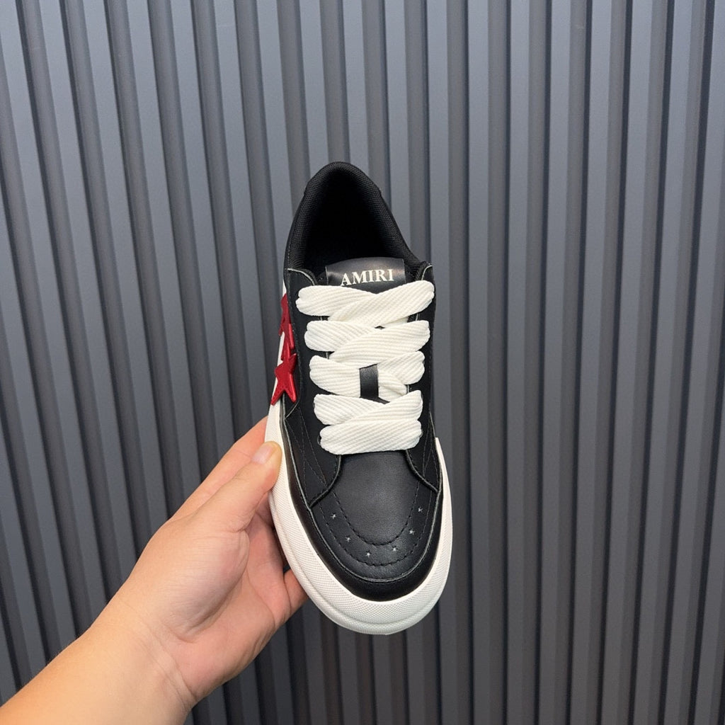 AMIRI Black Low-Top Sneakers with Red Stars and White Sole