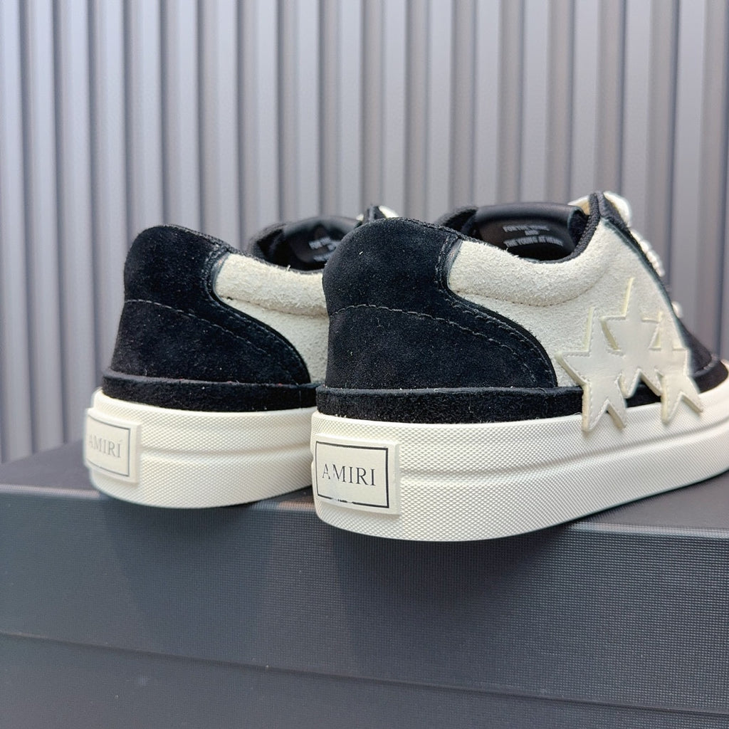 AMIRI Black and Cream Low-Top Sneakers with Star Details