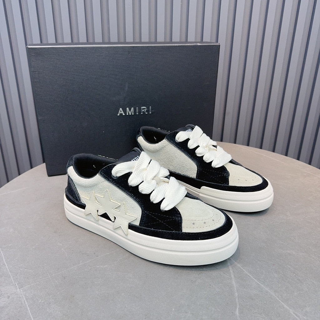 AMIRI Black and Cream Low-Top Sneakers with Star Details