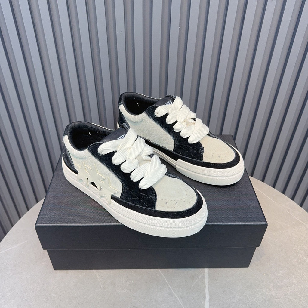 AMIRI Black and Cream Low-Top Sneakers with Star Details