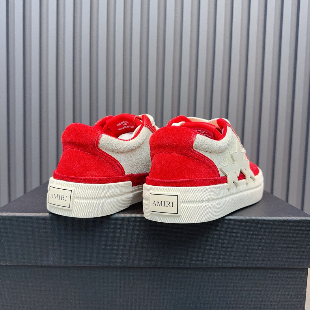 AMIRI Red and Cream Low-Top Sneakers with Stars