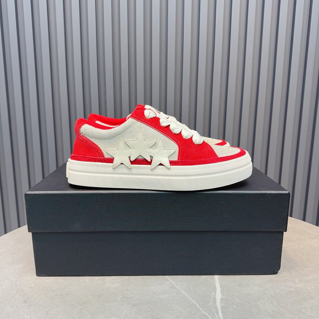 AMIRI Red and Cream Low-Top Sneakers with Stars