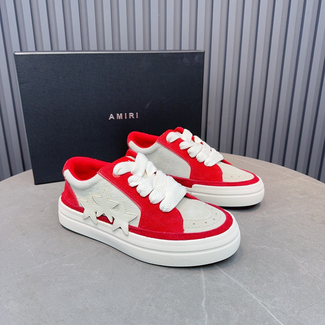 AMIRI Red and Cream Low-Top Sneakers with Stars