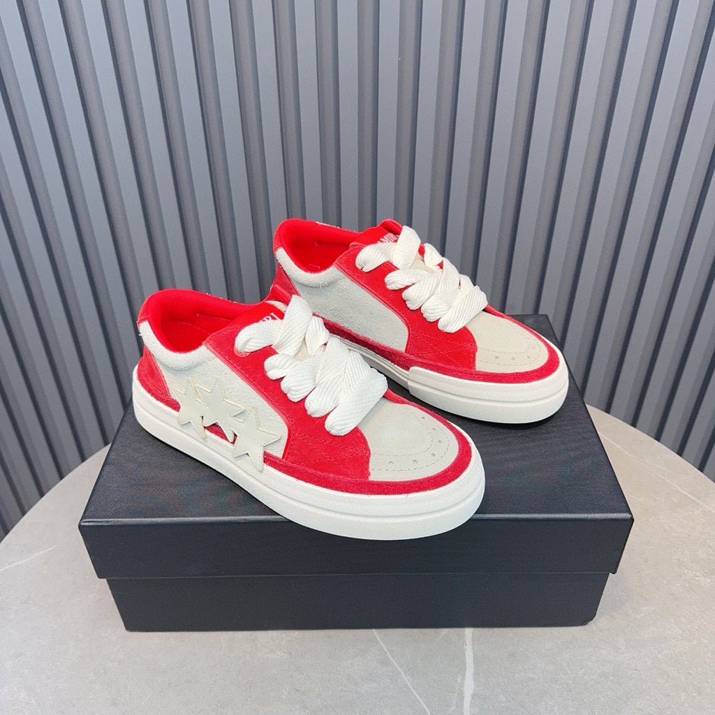 AMIRI Red and Cream Low-Top Sneakers with Stars