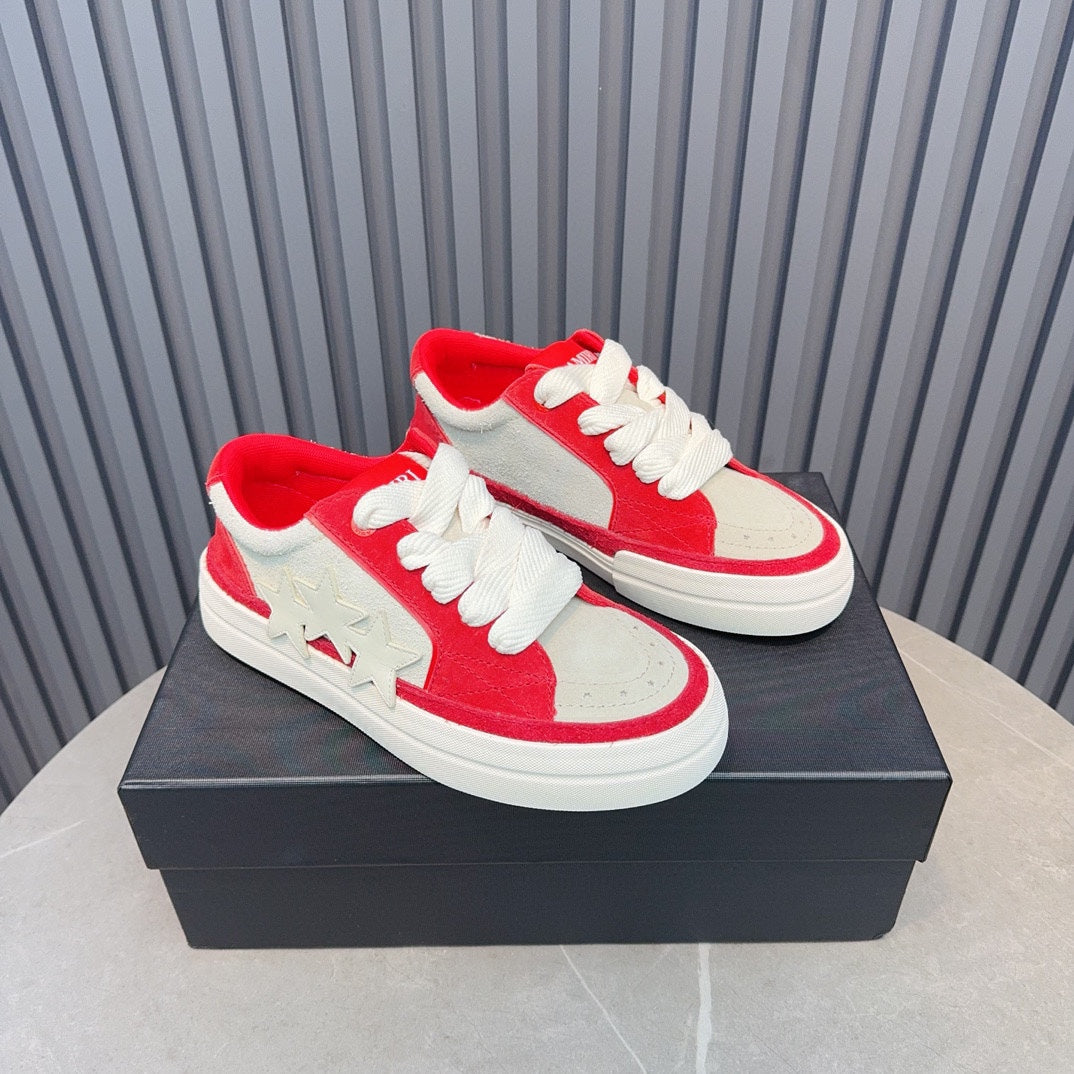 AMIRI Red and Cream Low-Top Sneakers with Stars