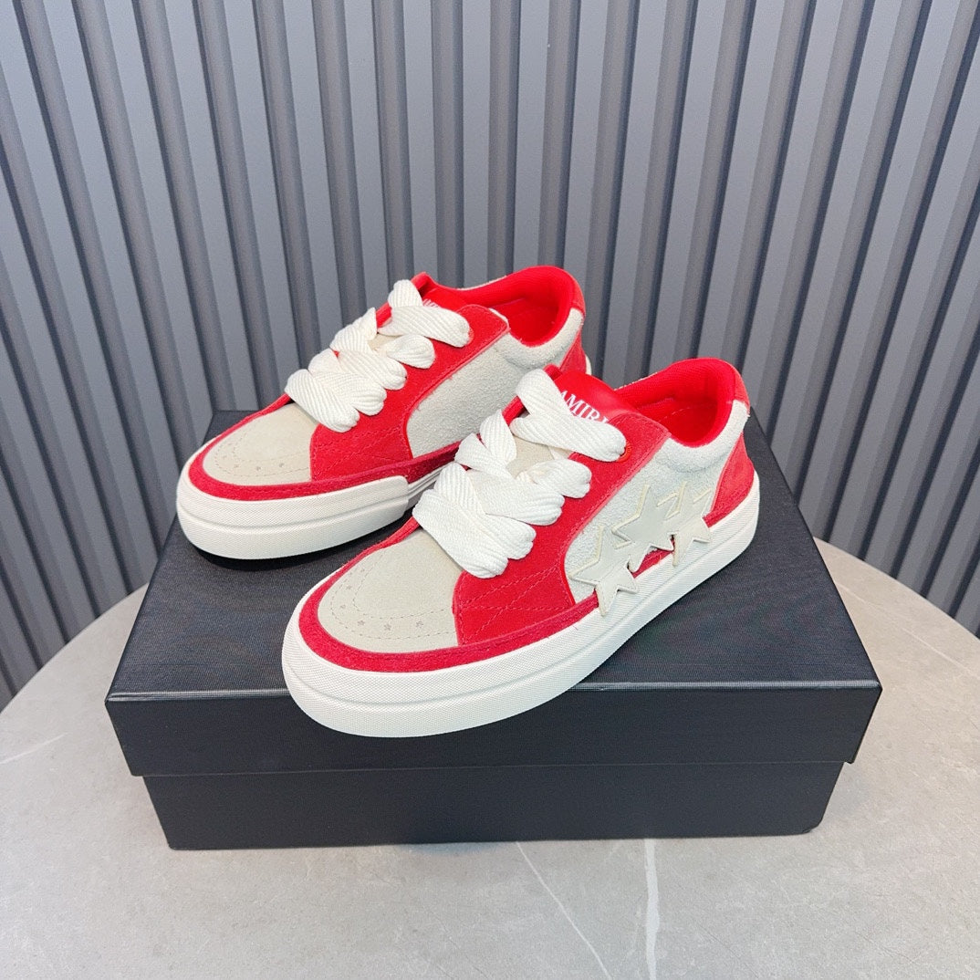 AMIRI Red and Cream Low-Top Sneakers with Stars
