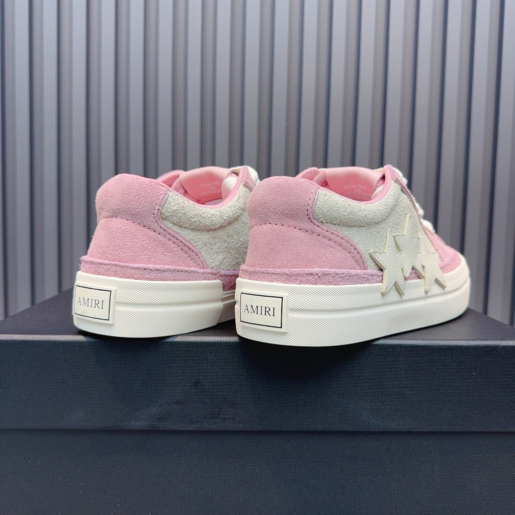 AMIRI Pink and Cream Low-Top Sneakers with Stars