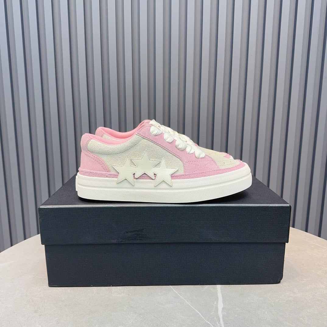 AMIRI Pink and Cream Low-Top Sneakers with Stars