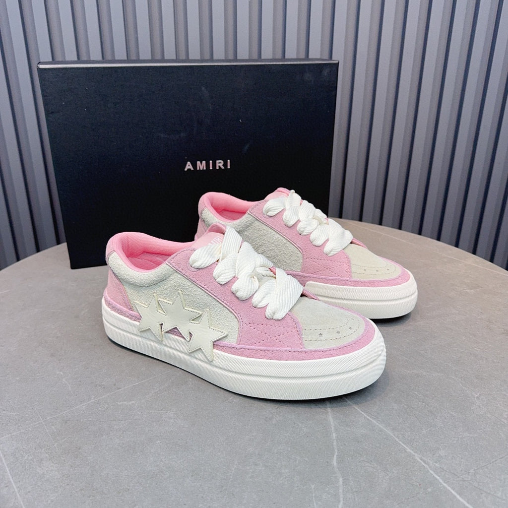 AMIRI Pink and Cream Low-Top Sneakers with Stars