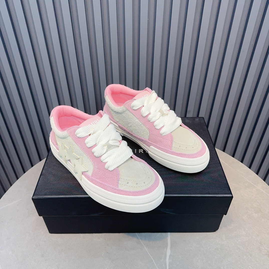 AMIRI Pink and Cream Low-Top Sneakers with Stars
