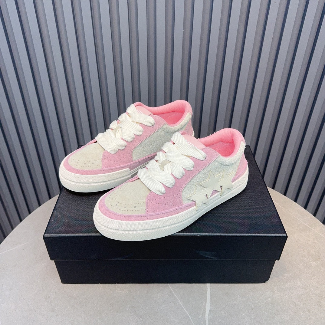AMIRI Pink and Cream Low-Top Sneakers with Stars