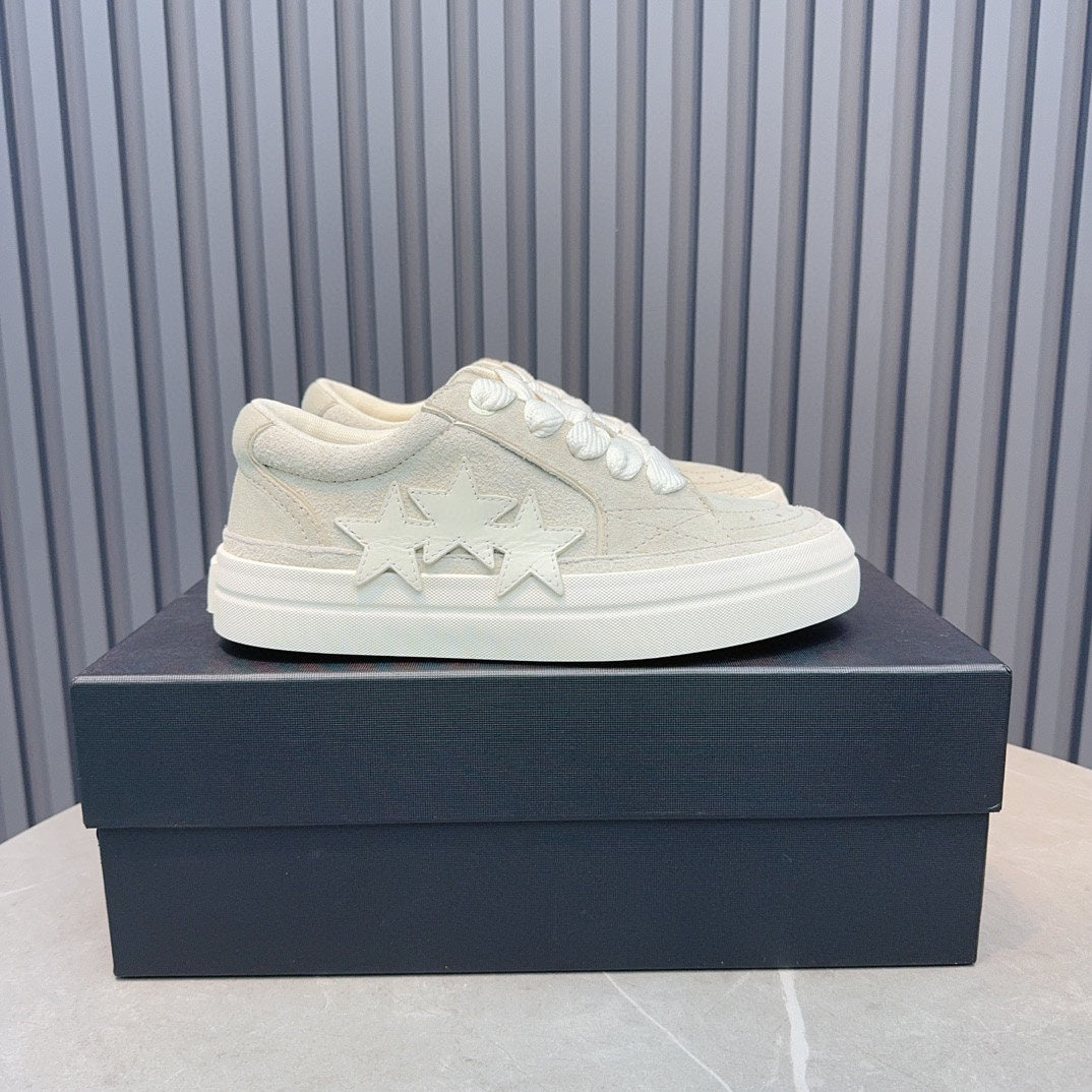 AMIRI Cream Low-Top Sneakers with Tonal Star Details