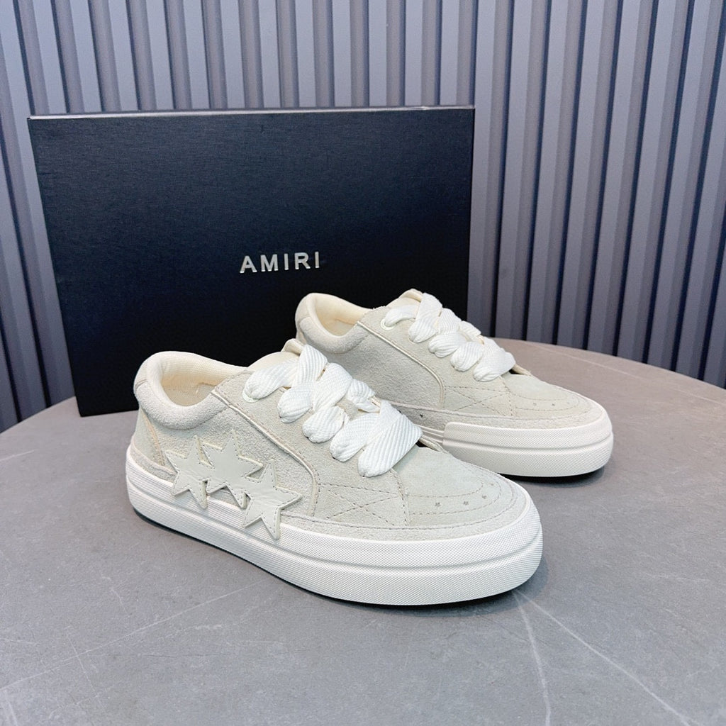 AMIRI Cream Low-Top Sneakers with Tonal Star Details