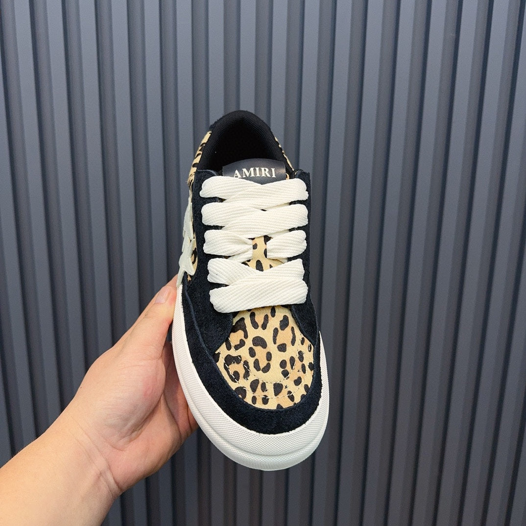 AMIRI Black Leopard-Print Low-Top Sneakers with White Stars