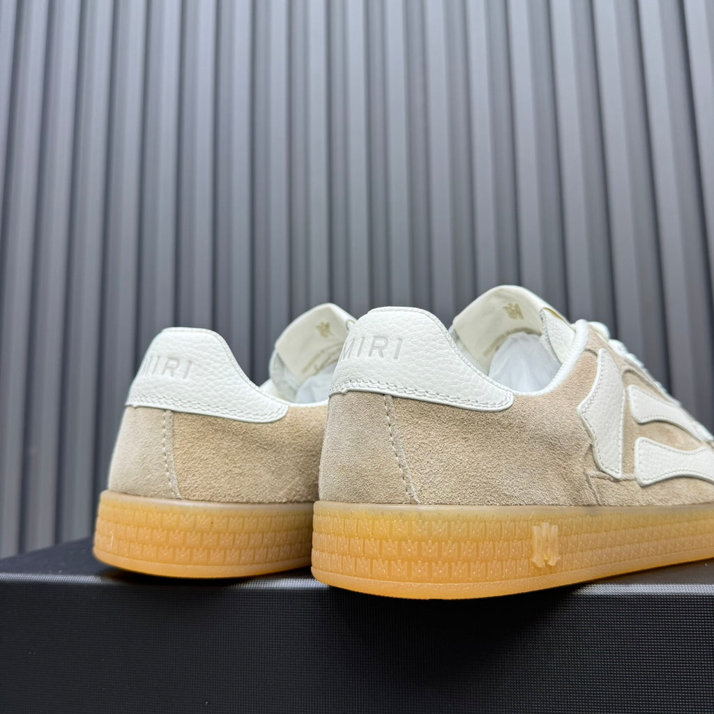 AMIRI Beige Low-Top Sneakers with White Bone Details and Gum Sole