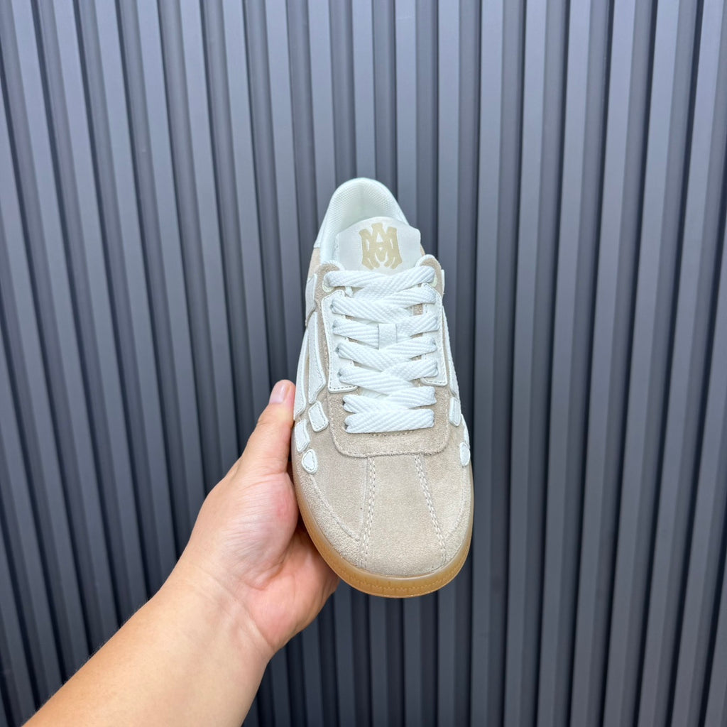 AMIRI Beige Low-Top Sneakers with White Bone Details and Gum Sole