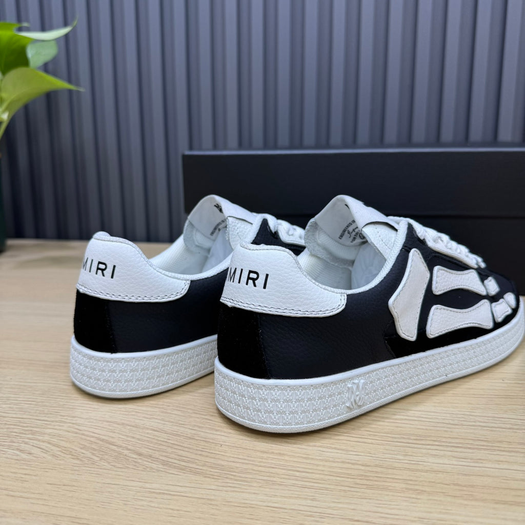 AMIRI Black Low-Top Sneakers with White Bone Details and White Sole
