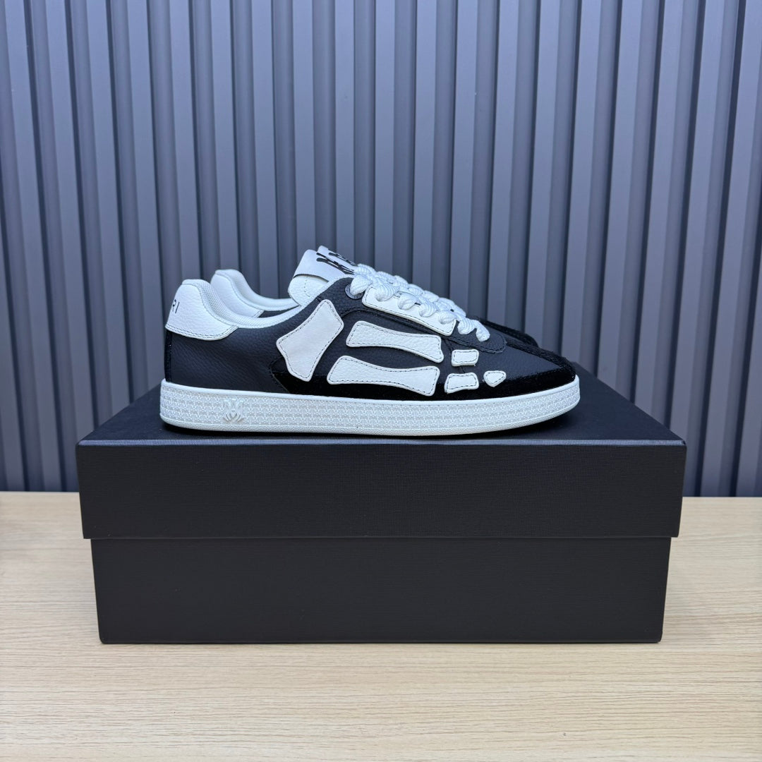 AMIRI Black Low-Top Sneakers with White Bone Details and White Sole