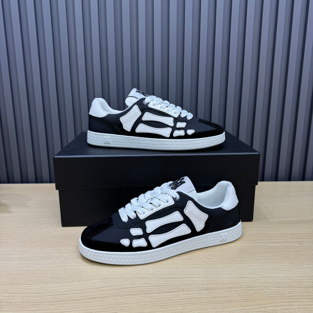 AMIRI Black Low-Top Sneakers with White Bone Details and White Sole