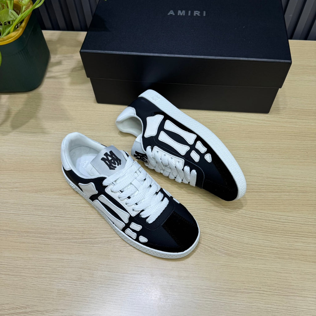 AMIRI Black Low-Top Sneakers with White Bone Details and White Sole