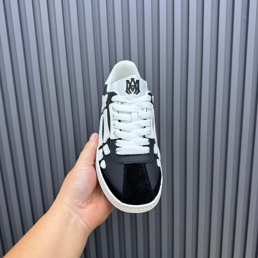 AMIRI Black Low-Top Sneakers with White Bone Details and White Sole