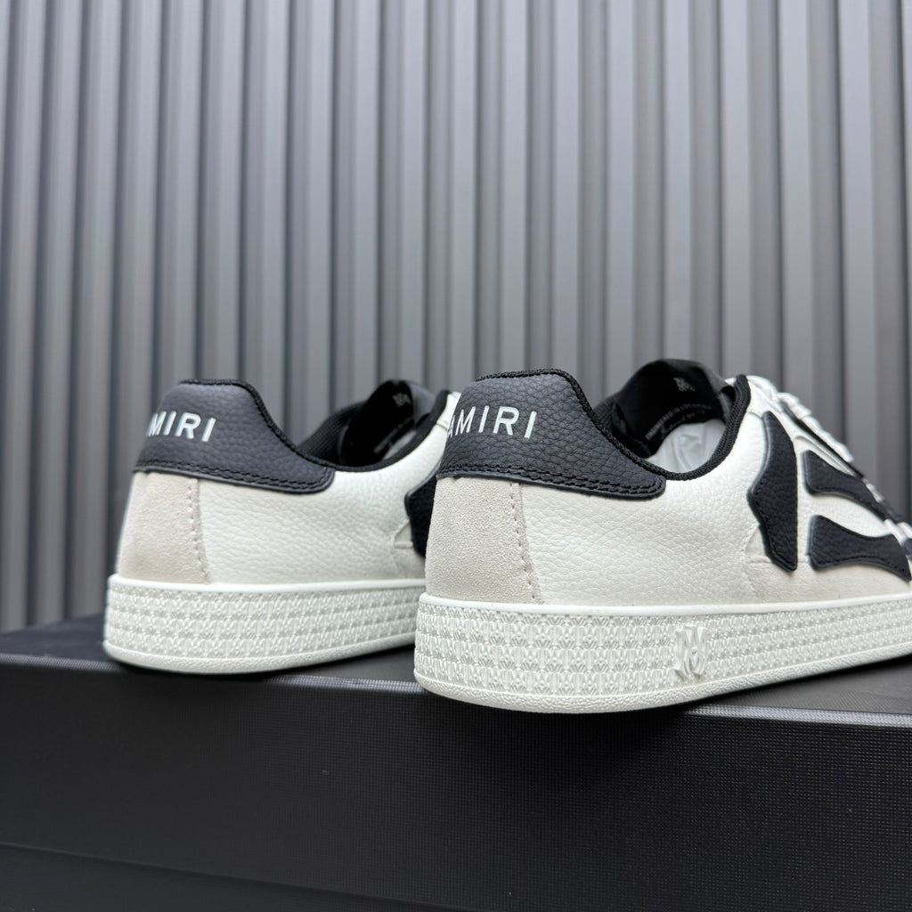 AMIRI White Low-Top Sneakers with Black Bone Details