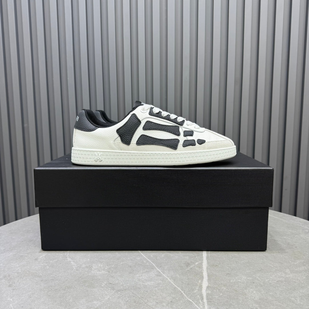 AMIRI White Low-Top Sneakers with Black Bone Details