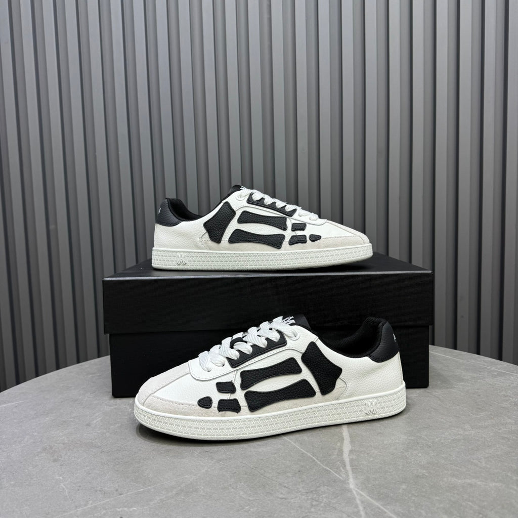 AMIRI White Low-Top Sneakers with Black Bone Details