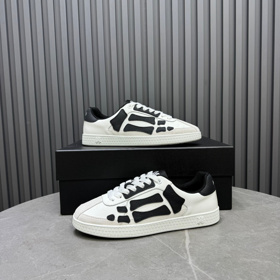 AMIRI White Low-Top Sneakers with Black Bone Details
