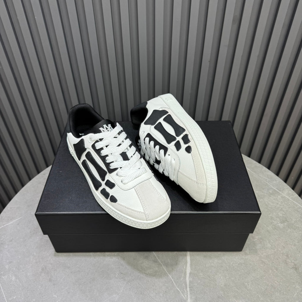 AMIRI White Low-Top Sneakers with Black Bone Details