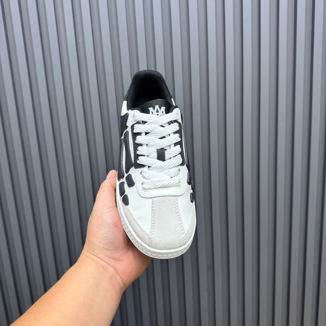 AMIRI White Low-Top Sneakers with Black Bone Details