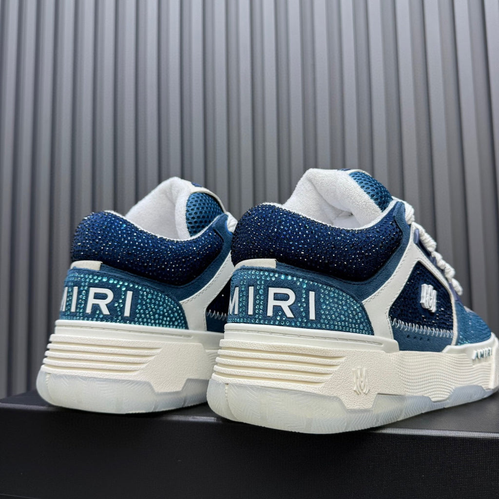 AMIRI Blue and White Embellished Sneakers with Chunky Sole
