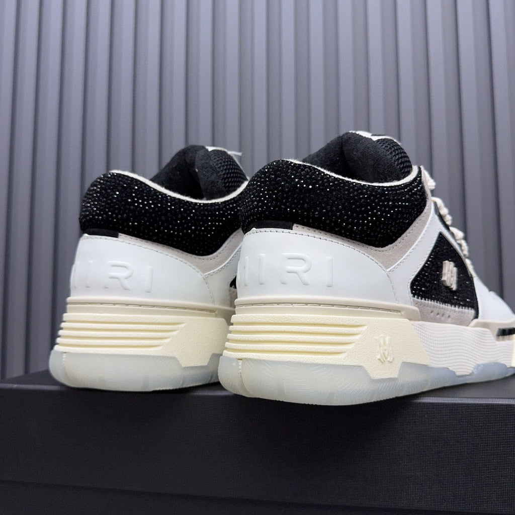 AMIRI Black and White Embellished Sneakers with Chunky Sole