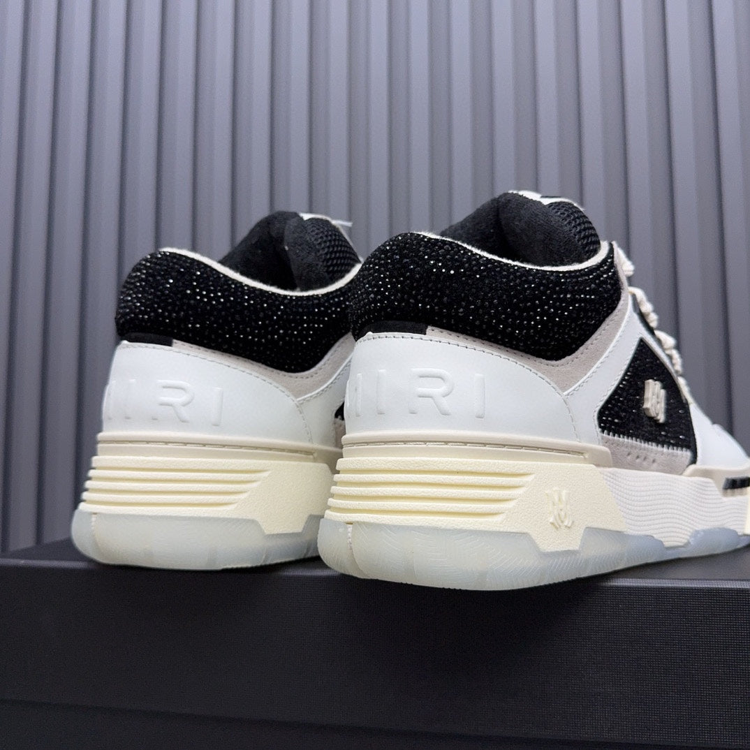 AMIRI Black and White Embellished Sneakers with Chunky Sole