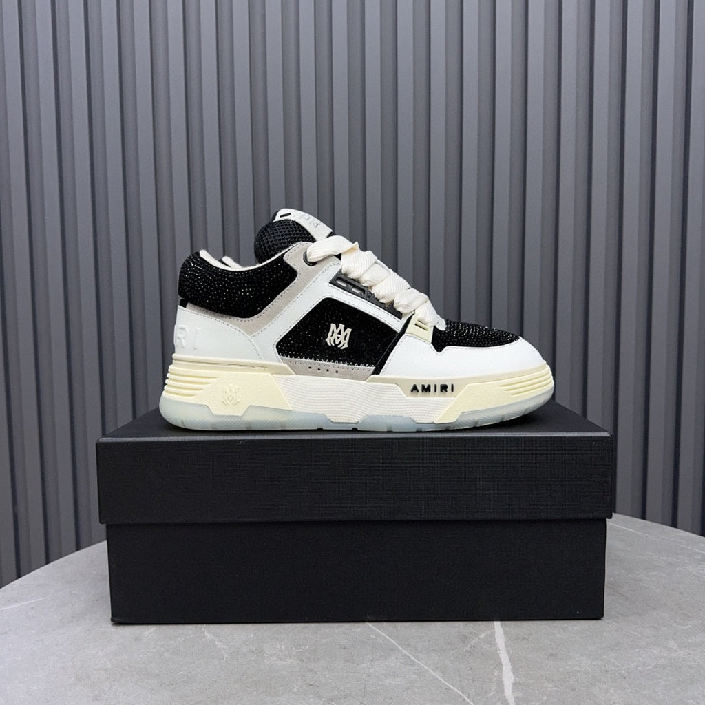 AMIRI Black and White Embellished Sneakers with Chunky Sole