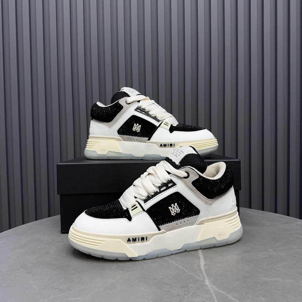 AMIRI Black and White Embellished Sneakers with Chunky Sole