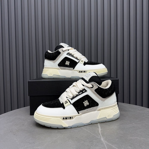 AMIRI Black and White Embellished Sneakers with Chunky Sole